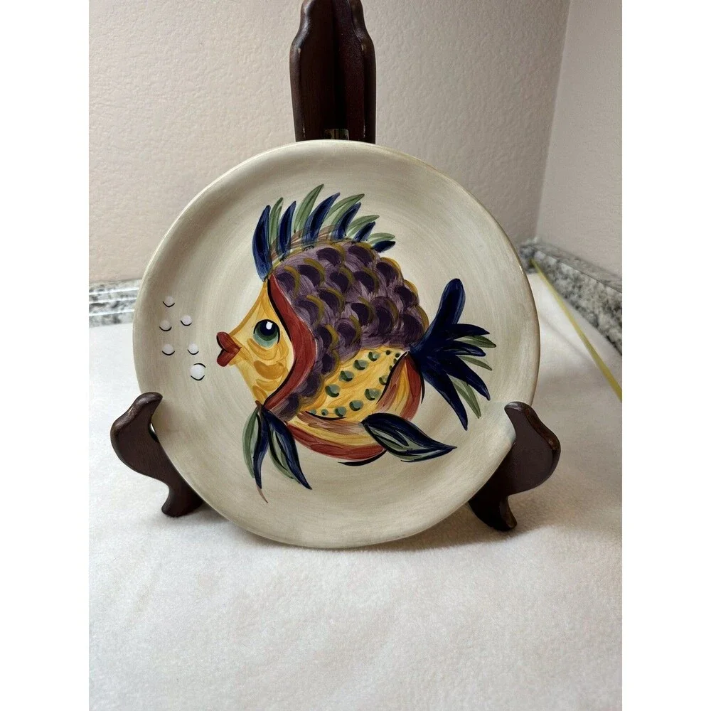 Tabletops Gallery Under The Sea Plate Hand Crafted Painted Fish 9”